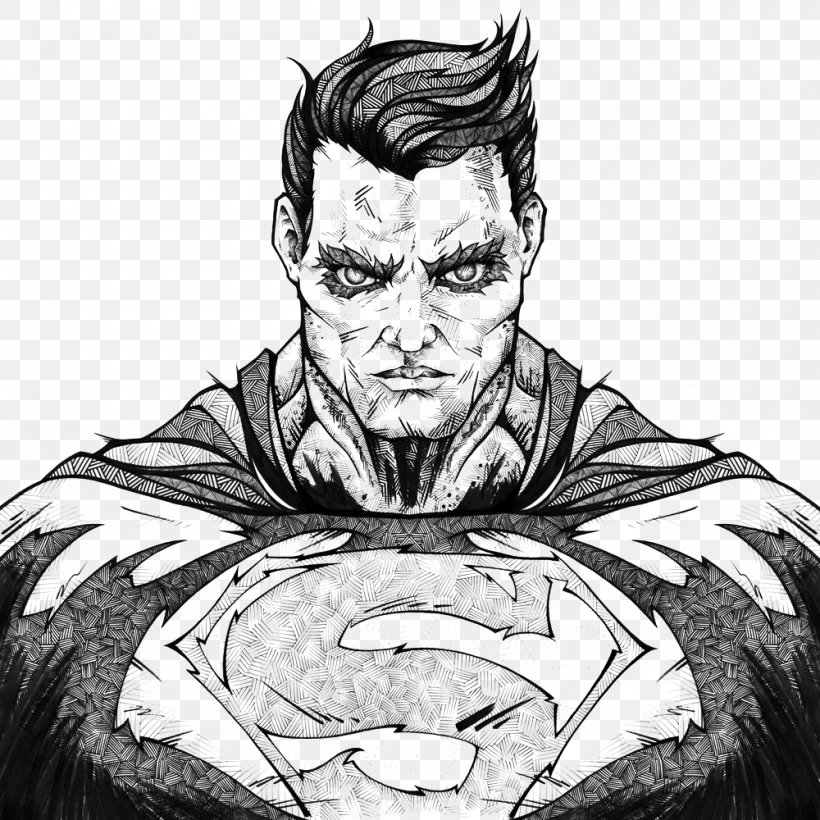 Superman Batman Drawing Joker, PNG, 1000x1000px, Superman, Art, Batman, Black And White, Cartoon Download Free
