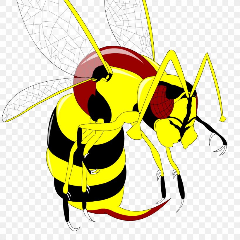 Honey Bee Wasp Clip Art Illustration, PNG, 1000x1000px, Honey Bee, Arthropod, Artwork, Bee, Cartoon Download Free