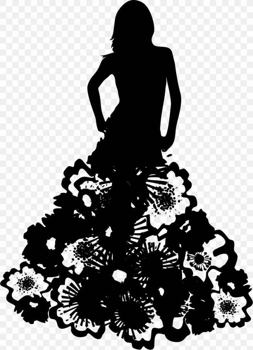 Wedding Dress Gown Silhouette Clothing, PNG, 926x1280px, Dress, Black, Black And White, Clothing, Fashion Download Free