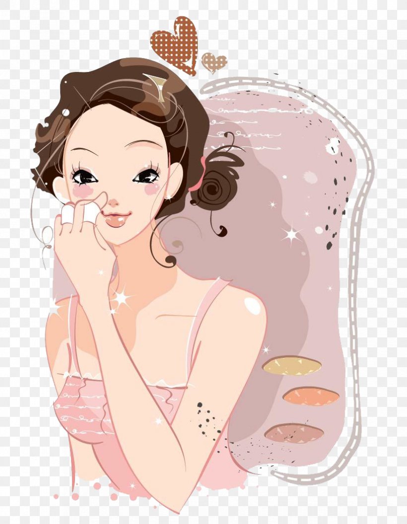 Make-up Cartoon Illustration, PNG, 825x1063px, Watercolor, Cartoon, Flower, Frame, Heart Download Free