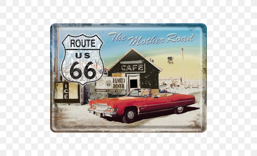 U.S. Route 66 Car Road Paper US Numbered Highways, PNG, 500x500px, Us Route 66, Advertising, Brand, Car, Car Park Download Free