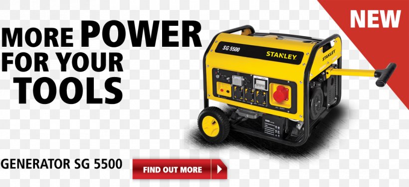 Electric Generator Engine-generator Stanley Black & Decker Machine Brand, PNG, 1090x500px, Electric Generator, Brand, Computer Hardware, Electric Current, Enginegenerator Download Free