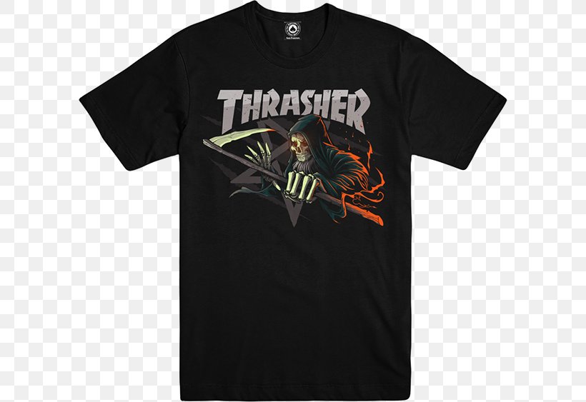Thrasher T-shirt Skateboarding Magazine, PNG, 600x563px, Thrasher, Active Shirt, Black, Bluza, Brand Download Free