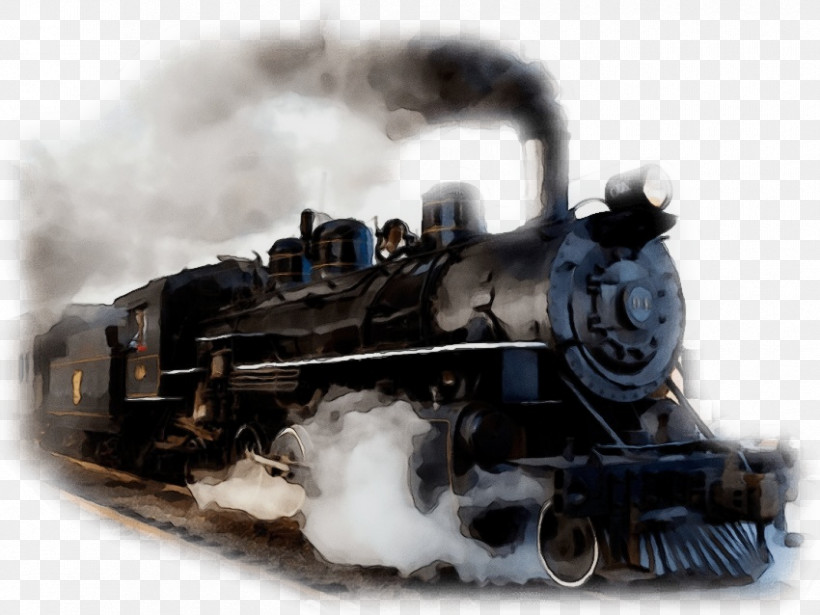 Steam Engine Transport Locomotive Vehicle Train, PNG, 850x638px, Watercolor, Auto Part, Automotive Engine Part, Engine, Locomotive Download Free