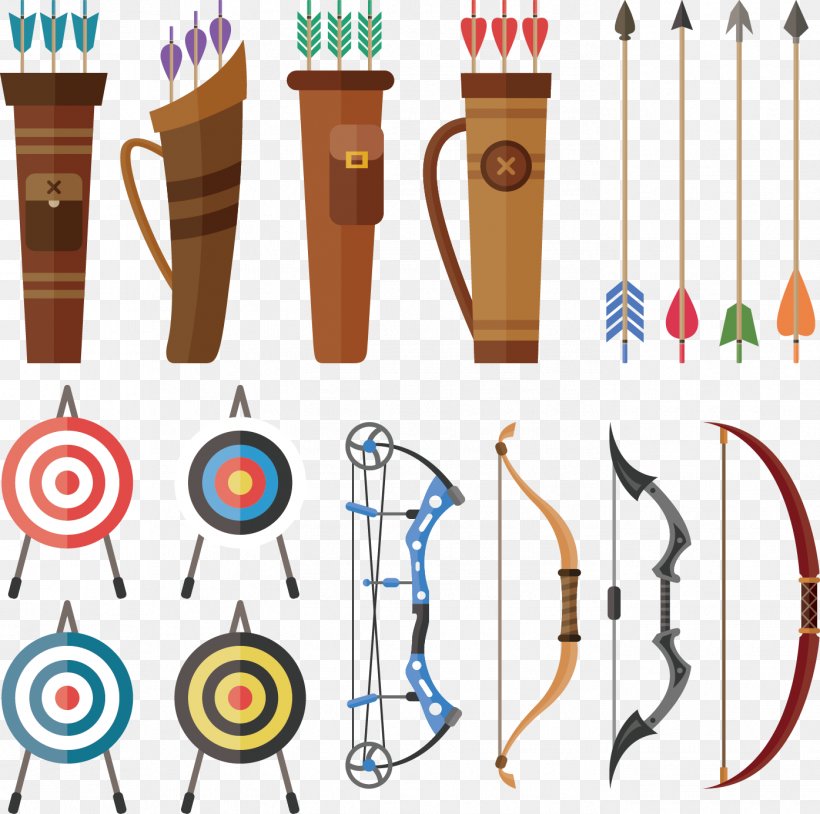Bow And Arrow Archery Hunting Euclidean Vector, PNG, 1395x1385px, Bow And Arrow, Arc, Archery, Compound Bow, Hunting Download Free