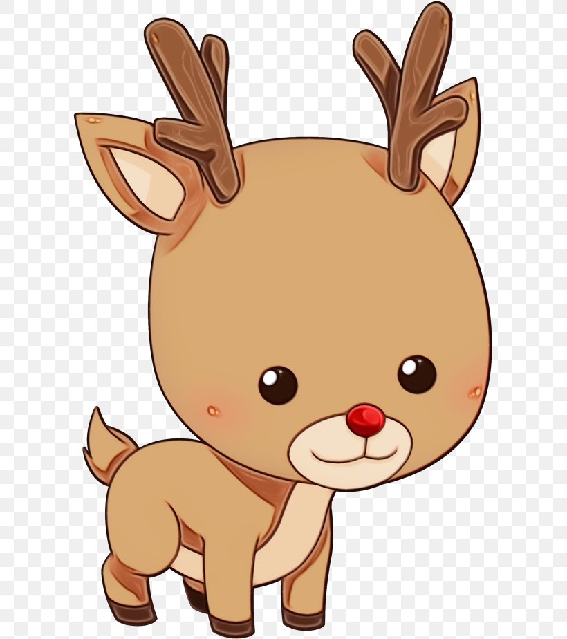 Reindeer, PNG, 607x924px, Watercolor, Cartoon, Deer, Fawn, Nose Download Free