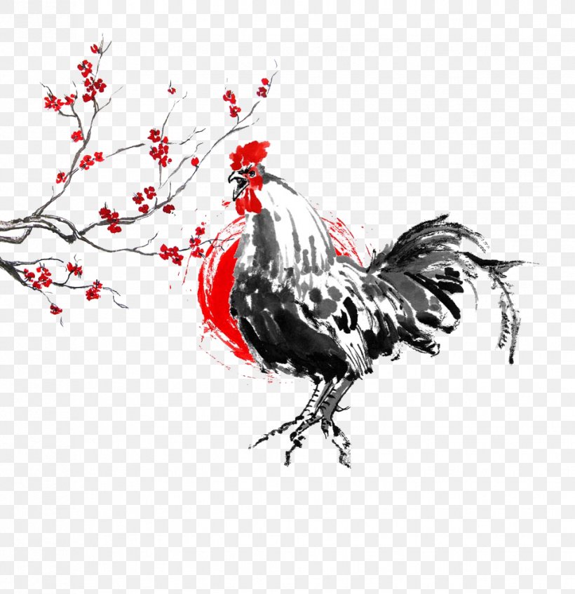 Rooster Chinese New Year Stock Photography Illustration, PNG, 968x1000px, Rooster, Beak, Bird, Black And White, Chicken Download Free
