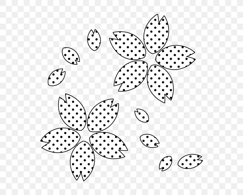 Cherry Blossom Illustration Clip Art White Pattern, PNG, 660x660px, Cherry Blossom, Area, Black And White, Blossom, Butterfly Download Free