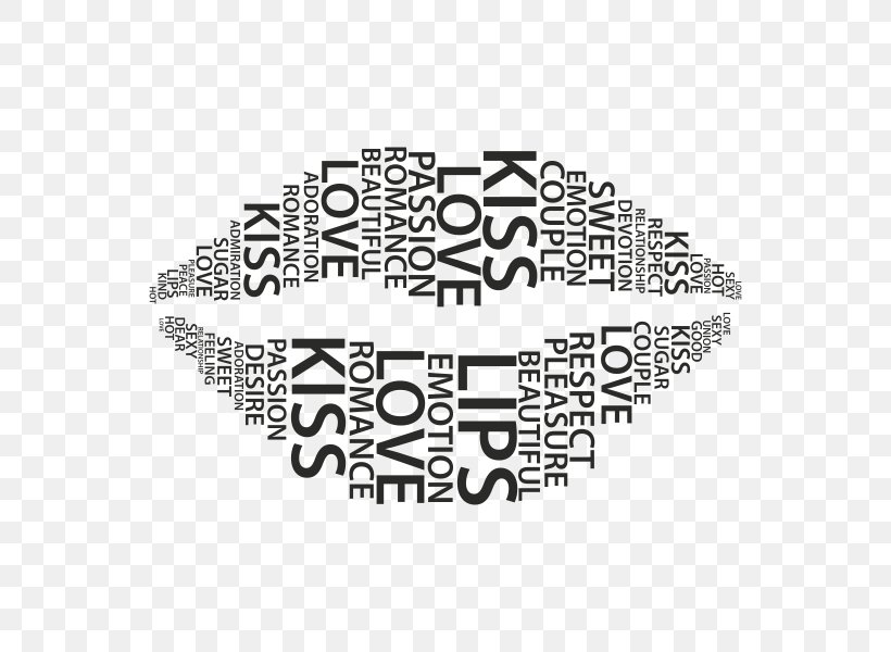 Love Kiss Word Lip, PNG, 600x600px, Love, Area, Black And White, Brand, Contentment Download Free