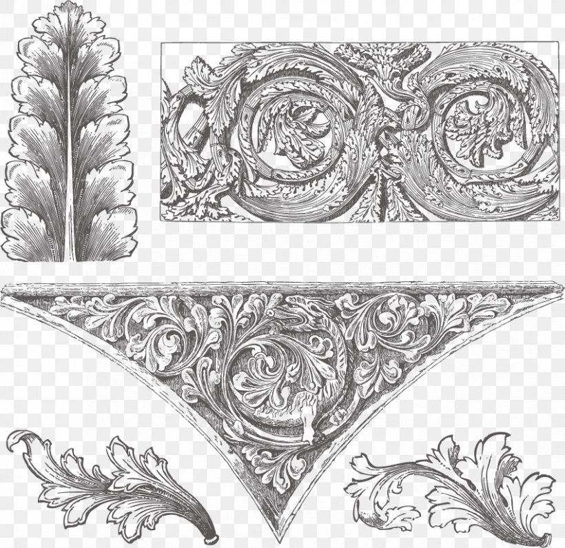 Acanthus Ornament Euclidean Vector Architecture Pattern, PNG, 851x826px, Acanthus, Architecture, Area, Art, Baroque Download Free