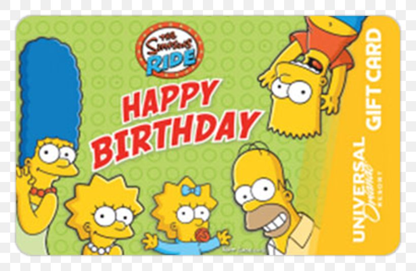 Universal Orlando Birthday Gift Card Bart Simpson, PNG, 802x536px, Universal Orlando, Area, Bart Simpson, Birthday, Cartoon Download Free