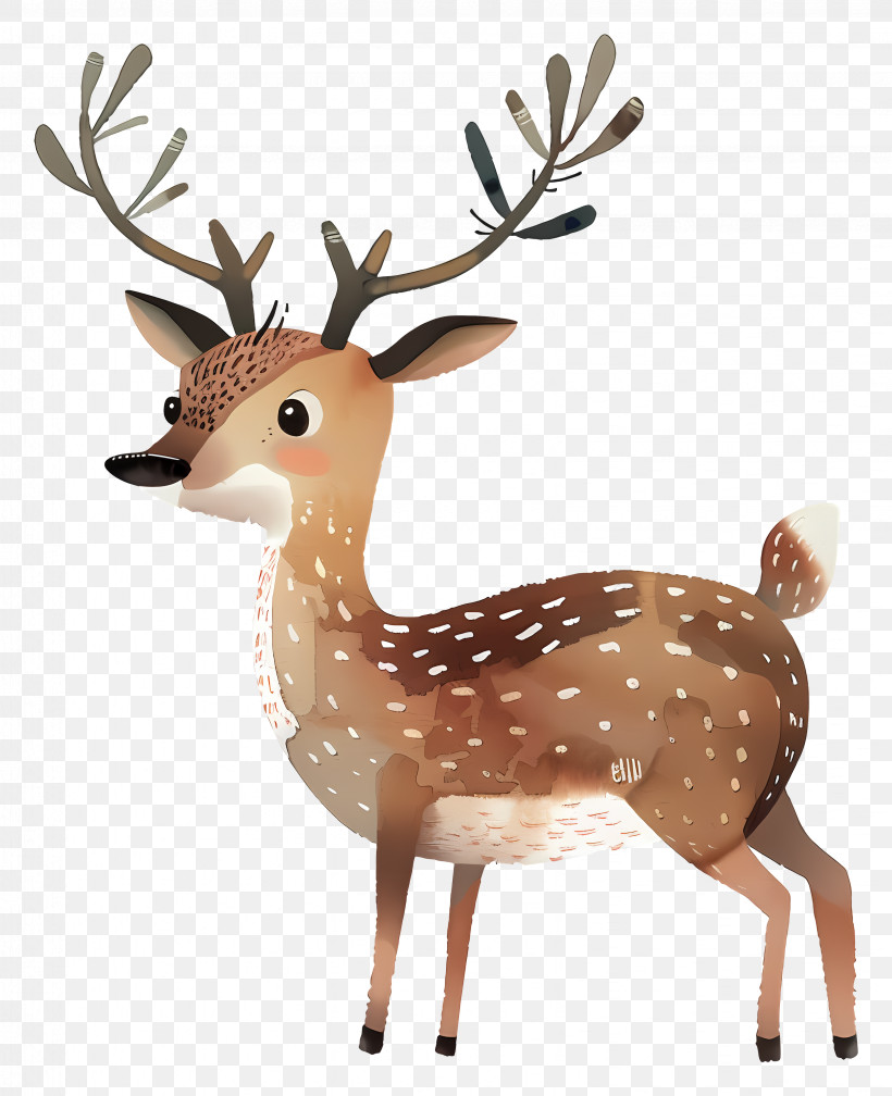 Cartoon Deer - Cute Cartoon Deer With Antlers PNG