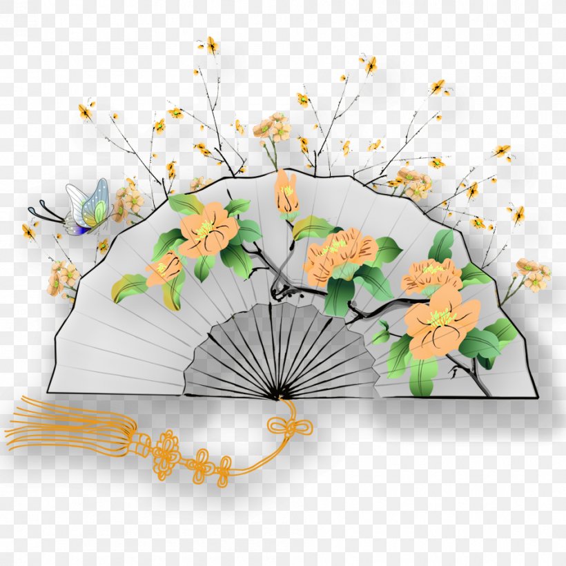China Hand Fan Floral Design Chinoiserie, PNG, 945x945px, China, Branch, Chinoiserie, Cut Flowers, Designer Download Free