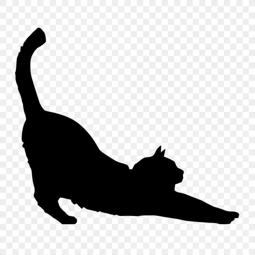 Black Cat Silhouette Kitten Clip Art, PNG, 1000x1000px, Cat, Black, Black And White, Black Cat, Calico Cat Download Free