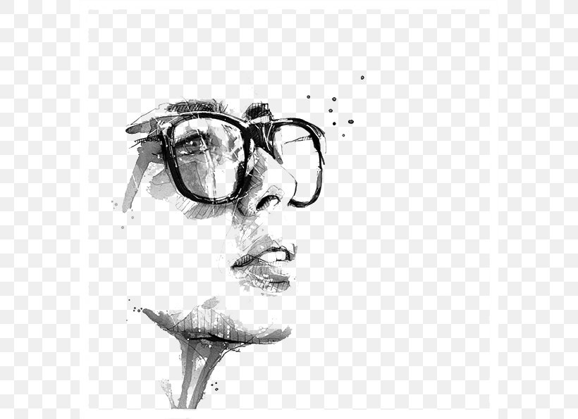 Portrait Painting Drawing Behance Illustration, PNG, 594x595px, Portrait, Art, Behance, Black And White, Digital Painting Download Free