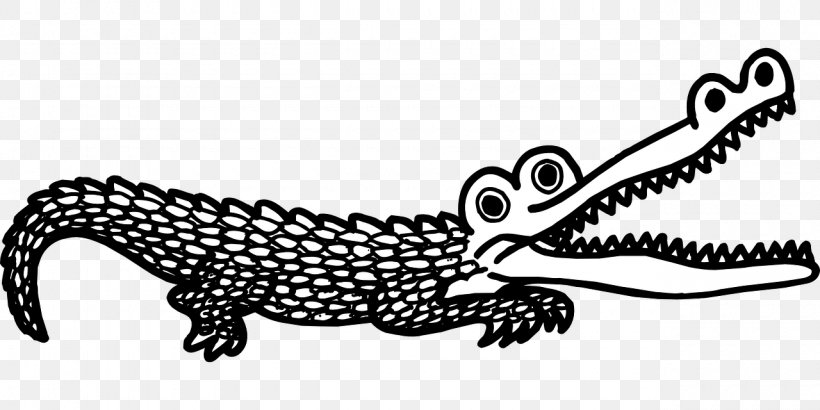 Crocodile Alligators Reptile Drawing Clip Art, PNG, 1280x640px, Crocodile, Alligators, Amphibian, Animal Figure, Black And White Download Free