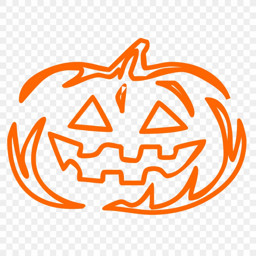 Halloween Pumpkins., PNG, 3000x3000px, Line Art, Area, Artwork, Cartoon, Orange Download Free
