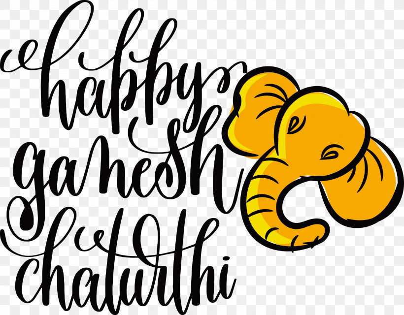 Happy Ganesh Chaturthi, PNG, 3000x2342px, Happy Ganesh Chaturthi, Abstract Art, Calligraphy, Cartoon, Lettering Download Free