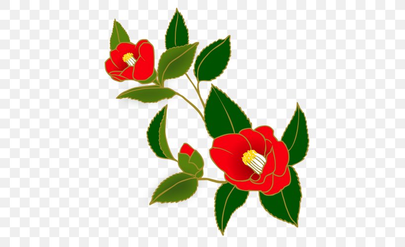 T-shirt Clip Art Japanese Camellia Flower, PNG, 500x500px, Tshirt, Branch, Camellia, Clothing, Flora Download Free