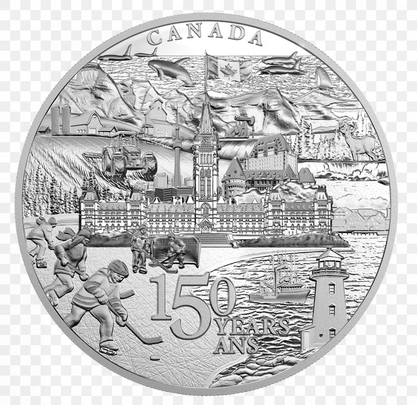 150th Anniversary Of Canada Coin Royal Canadian Mint Silver, PNG, 1198x1166px, 150th Anniversary Of Canada, Black And White, Bullion, Canada, Coin Download Free