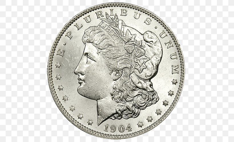 Morgan Dollar Dollar Coin United States Dollar Mint, PNG, 500x500px, Morgan Dollar, Apmex, Black And White, Coin, Coin Set Download Free