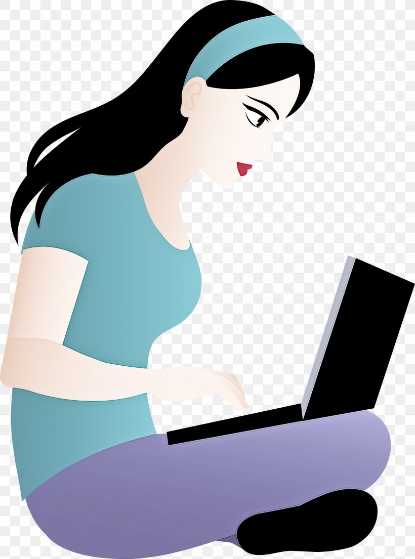 Clip Art Reading Cartoon Sitting Black Hair, PNG, 2225x3000px, Reading, Black Hair, Cartoon, Laptop, Sitting Download Free