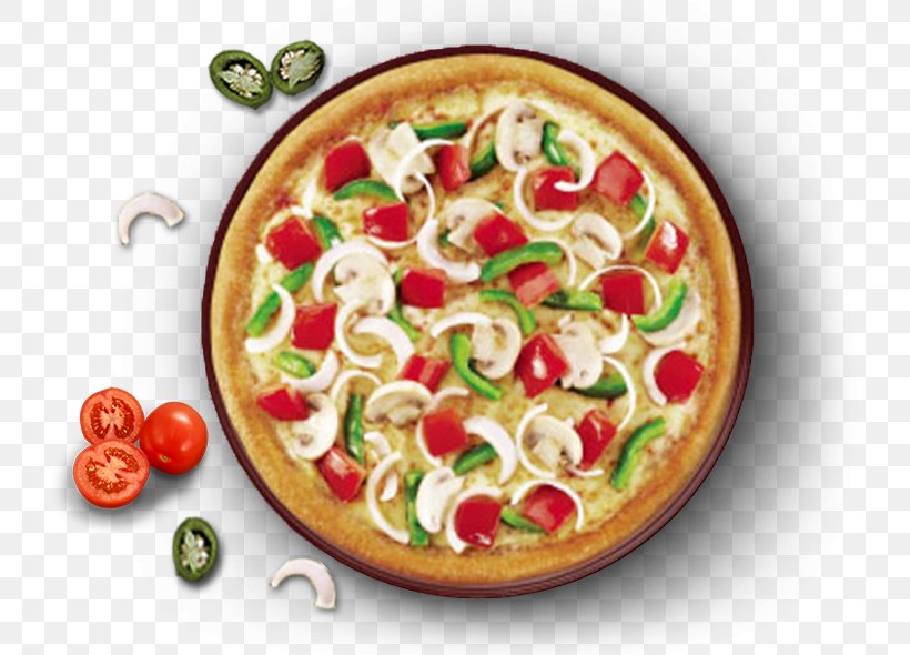 Pizza Margherita Mexican Cuisine Veggie Burger Domino's Pizza, PNG, 726x590px, Pizza, Appetizer, California Style Pizza, Capsicum, Chicken Meat Download Free