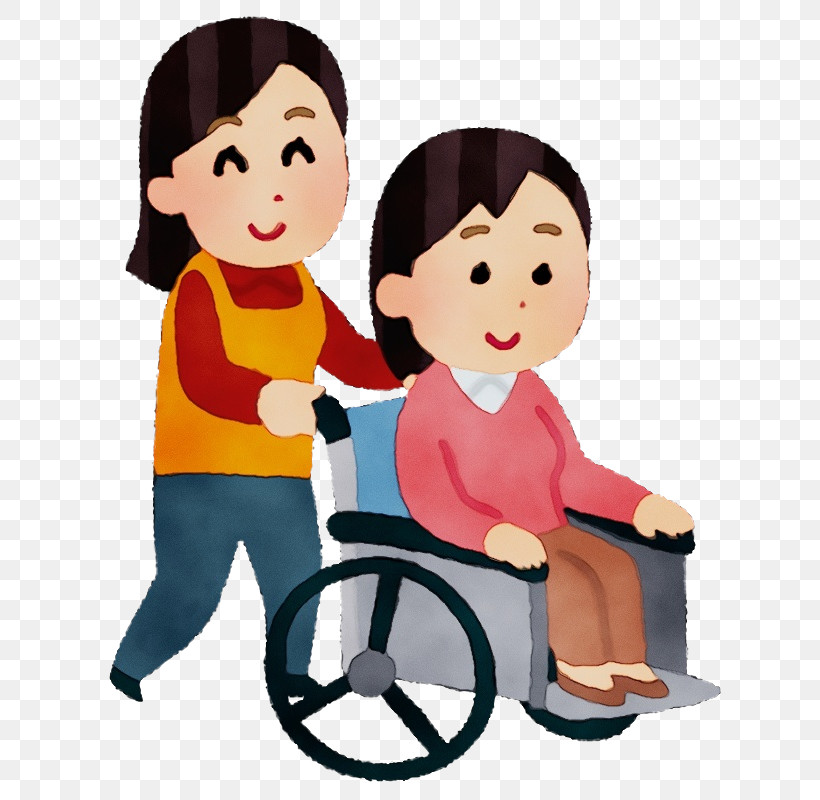 Wheelchair Cartoon Vehicle Sharing Child, PNG, 754x800px, Watercolor, Cartoon, Child, Paint, Sharing Download Free