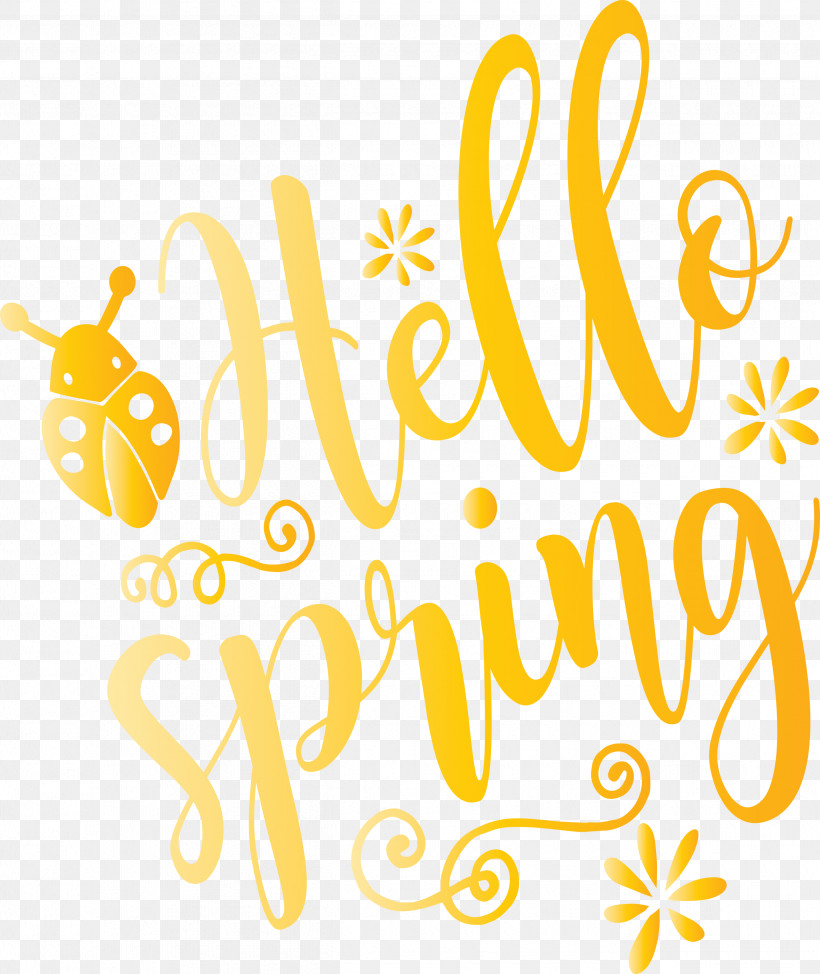 Hello Spring Spring, PNG, 2525x3000px, Hello Spring, Spring, Text, Yellow Download Free