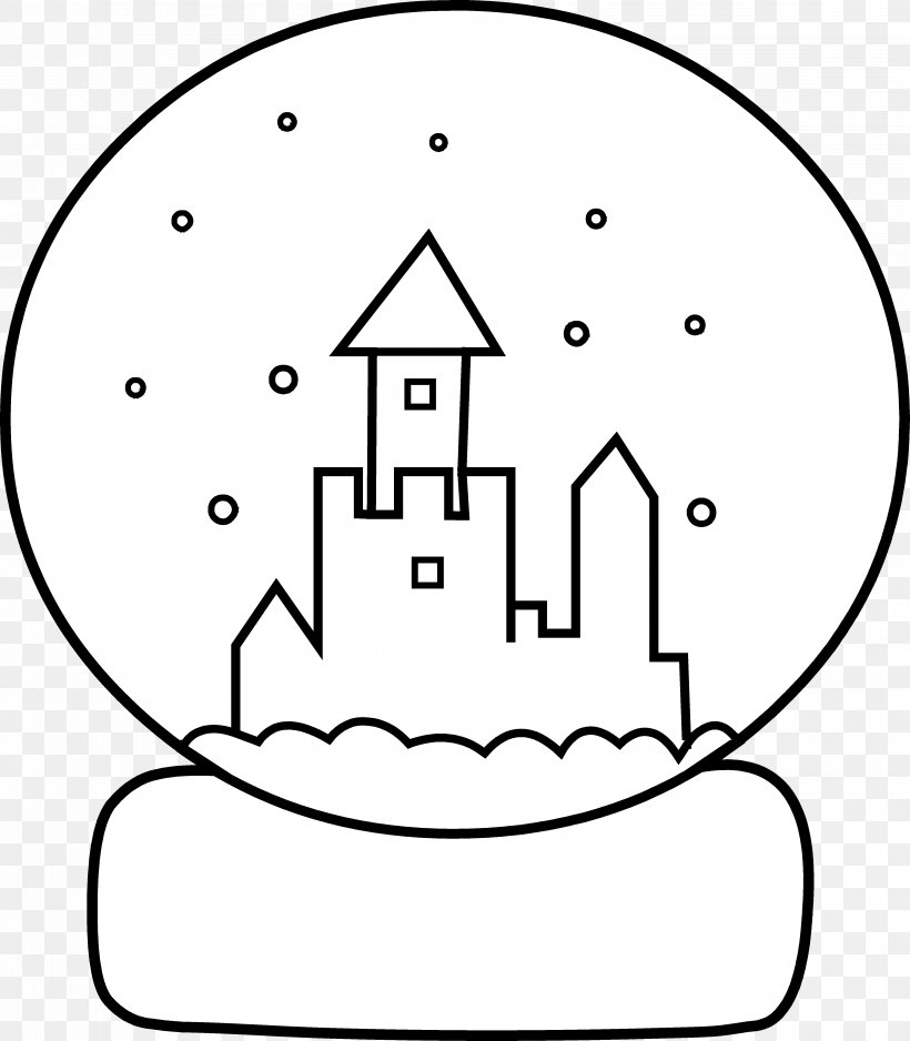 snowglobe clipart black and white sun