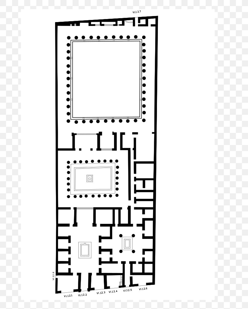 House Of The Faun House Of The Vettii Floor Plan, PNG, 681x1023px, House, Ancient Roman Architecture, Area, Black, Black And White Download Free