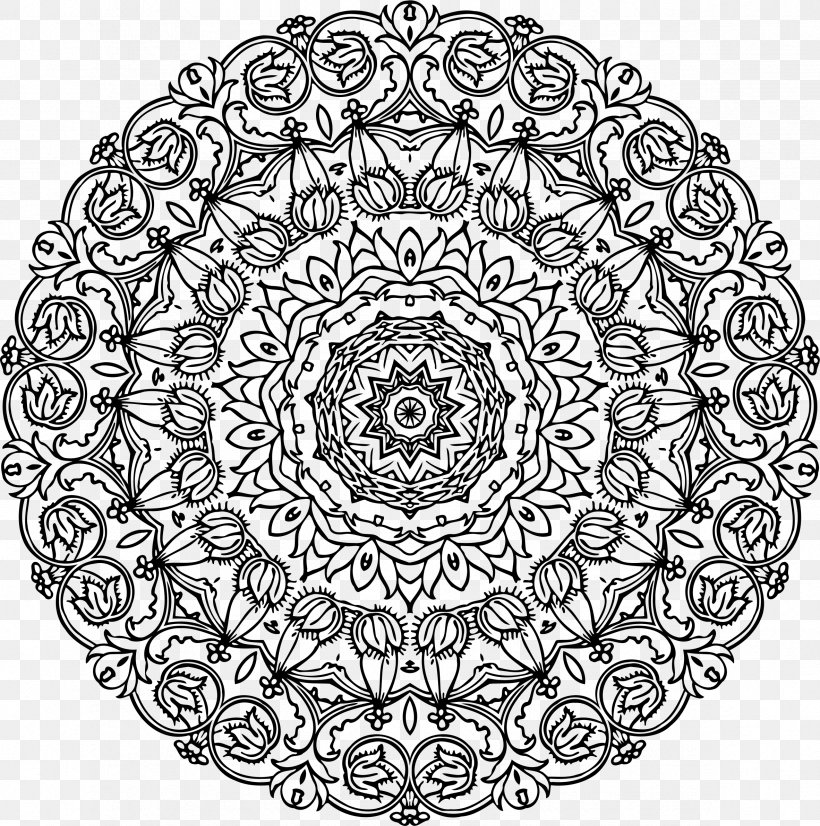 Mandala Frek And The Elixir Sacred Geometry Drawing, PNG, 2364x2384px, Mandala, Area, Black And White, Coloring Book, Doodle Download Free