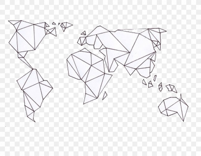 World Map Geometry Wall Decal, PNG, 838x654px, World, Area, Art, Artwork, Black And White Download Free