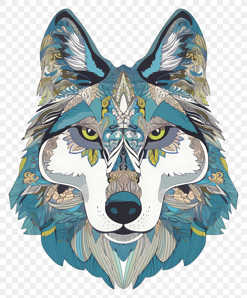 Wolf Head - Decorative Wolf Art PNG