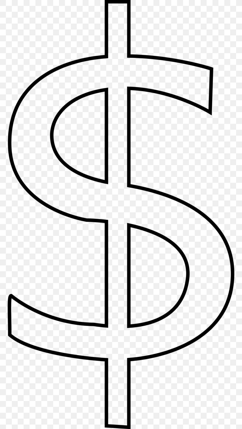 Dollar Sign United States Dollar Clip Art, PNG, 768x1455px, Dollar Sign, Area, Black And White, Cross, Currency Download Free