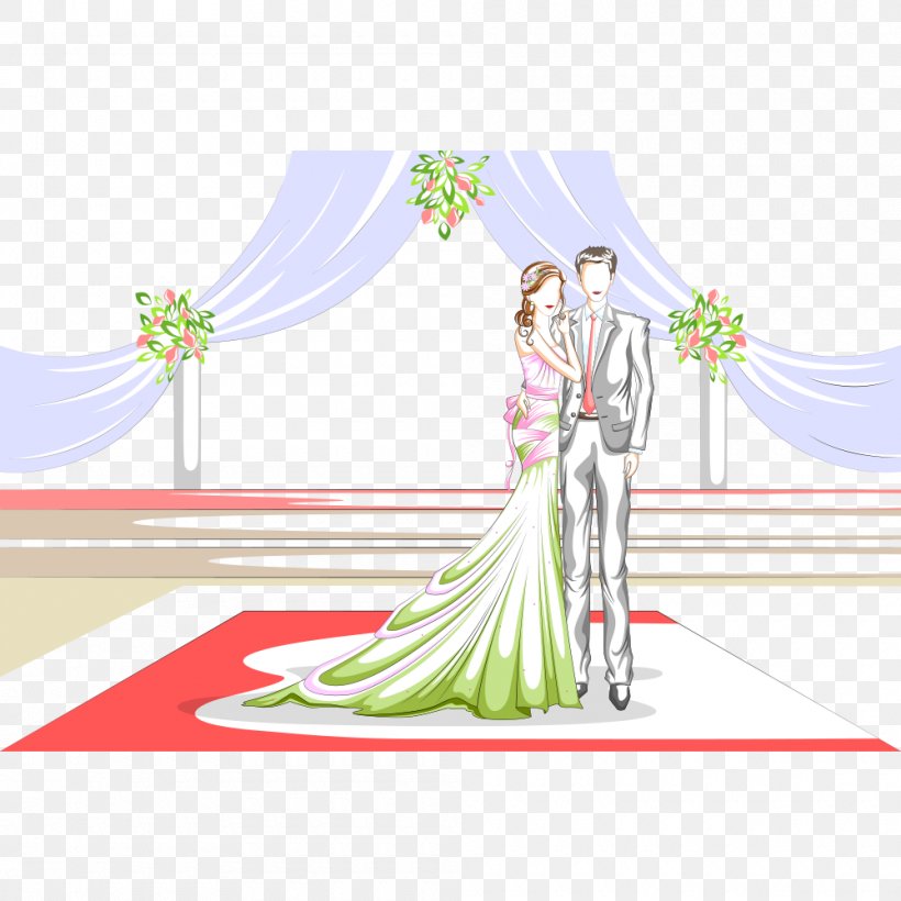 Illustration Wedding Design Vector Graphics Bridegroom, PNG, 1000x1000px, Wedding, Art, Bride, Bridegroom, Cartoon Download Free