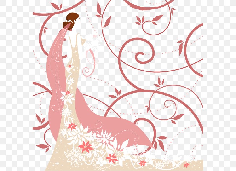 Wedding Invitation Bride, PNG, 593x594px, Watercolor, Cartoon, Flower, Frame, Heart Download Free