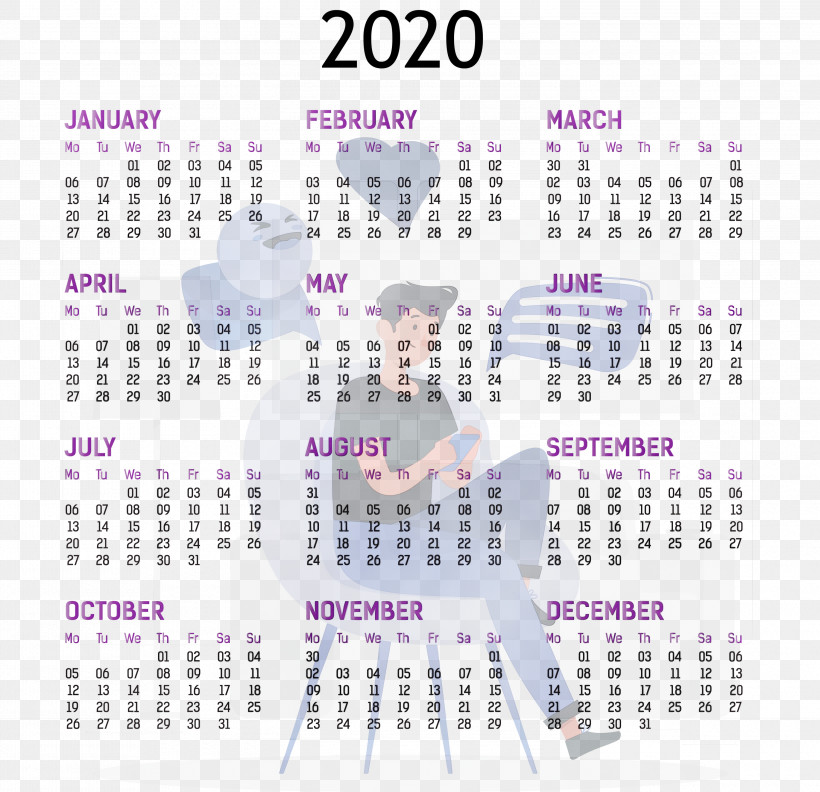 Calendar System Font Purple Meter 2011, PNG, 3000x2898px, 2020 Yearly Calendar, Calendar System, Full Year Calendar 2020, Meter, Paint Download Free