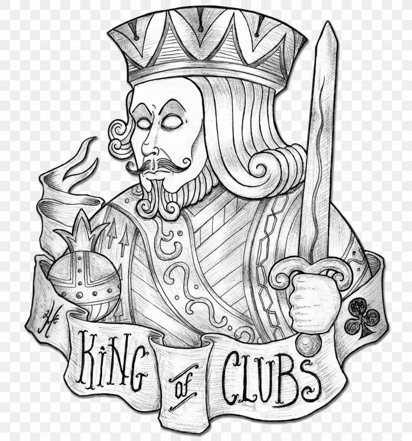 Drawing King Tattoo Playing Card Line Art, PNG, 2539x2717px, Drawing, Art, Artwork, Black And White, Blackandgray Download Free