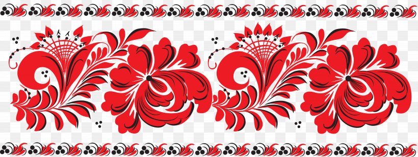 Ornament Khokhloma Drawing Russian, PNG, 6000x2255px, Ornament, Art, Drawing, Floral Design, Flower Download Free