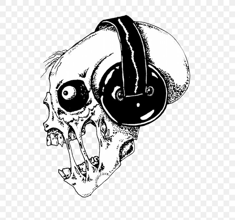 Headphones Drawing Automotive Design Skull, PNG, 768x768px, Headphones, Audio, Audio Equipment, Automotive Design, Black And White Download Free