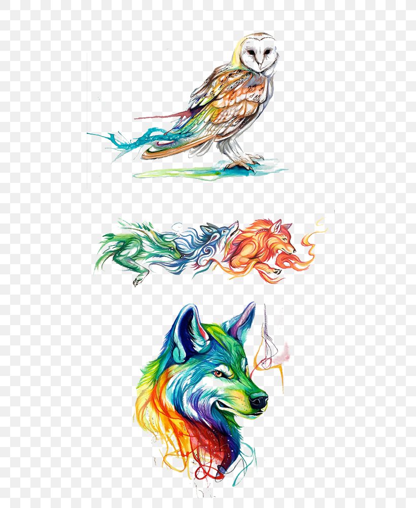 Owl Watercolor Painting Illustration, PNG, 500x1000px, Owl, Animal, Art, Artwork, Beak Download Free