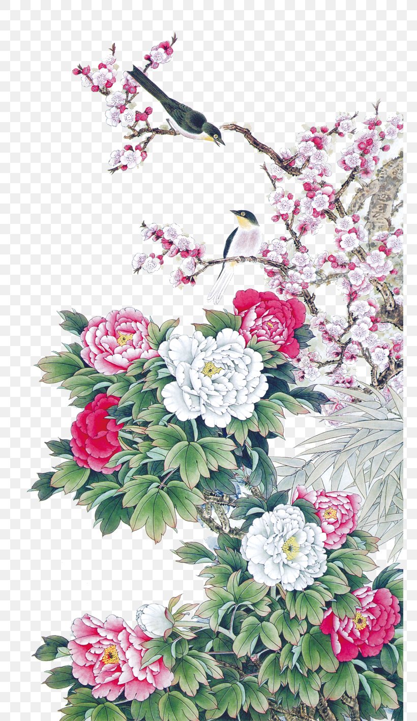 Birds In The Branches, PNG, 766x1417px, Chinese Painting, Annual Plant, Art, Artificial Flower, Calligraphy Download Free
