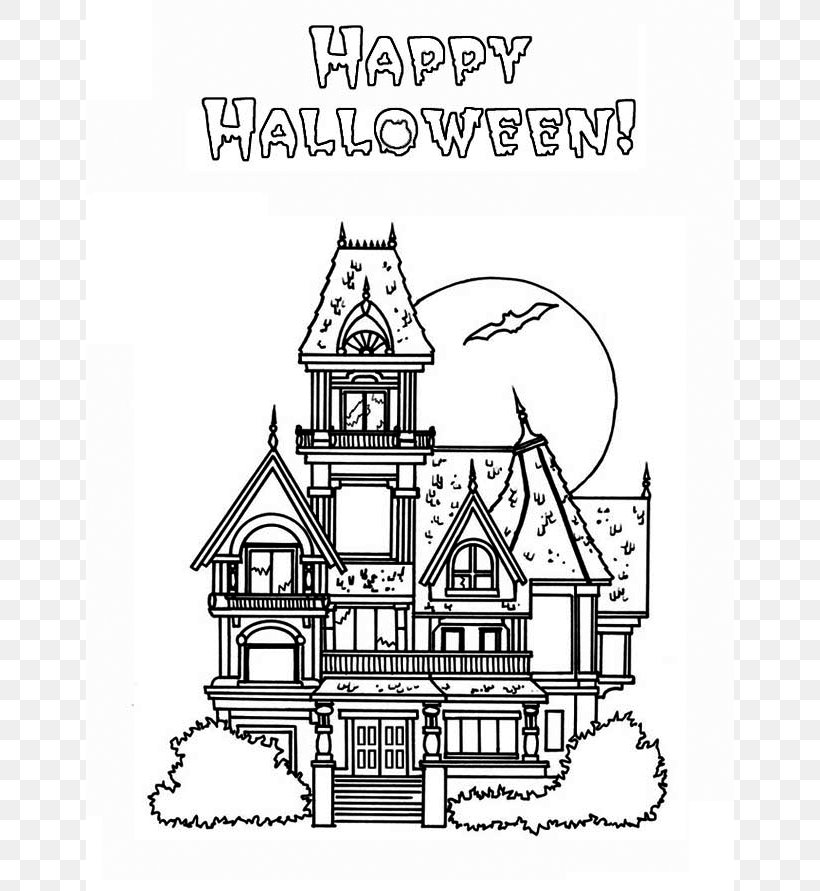 Coloring Book Halloween House Ghost Page, PNG, 648x891px, Coloring Book