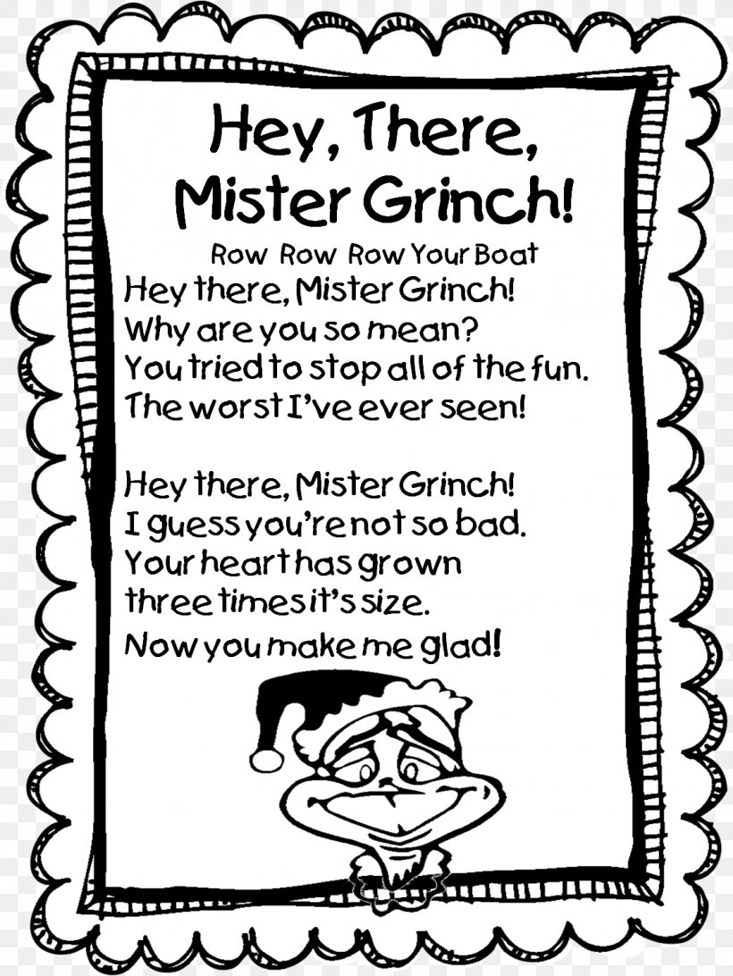 Grinch Christmas Day Poetry First Grade Second Grade, PNG, 1127x1502px, Grinch, Area, Art, Black And White, Calligraphy Download Free