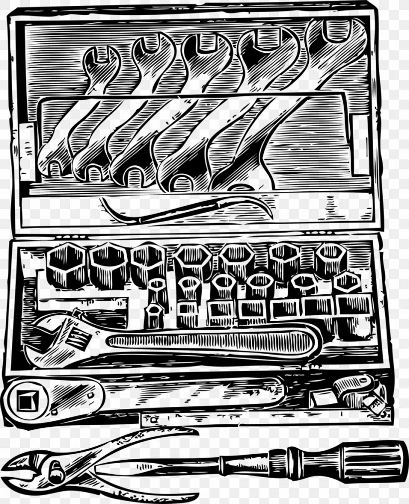 Tool Boxes Hand Tool Clip Art, PNG, 958x1183px, Tool Boxes, Automotive Design, Black And White, Box, Comics Artist Download Free