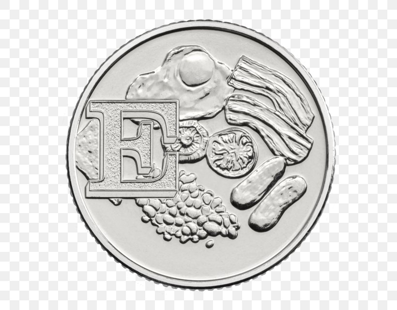 Full Breakfast Royal Mint Ten Pence Coin British Cuisine, PNG, 640x640px, Full Breakfast, Black And White, Breakfast, British Cuisine, Coin Download Free