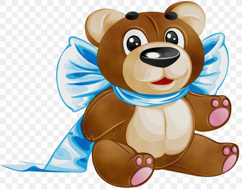 Teddy Bear, PNG, 3000x2338px, Watercolor, Animal Figure, Animated Cartoon, Bear, Brown Download Free
