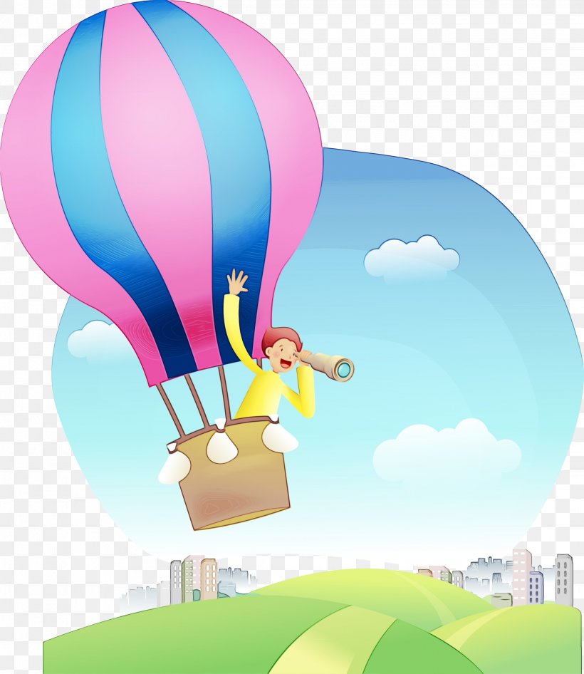 Hot Balloon, PNG, 2238x2583px, Watercolor, Aerostat, Aircraft, Balloon, Cartoon Download Free