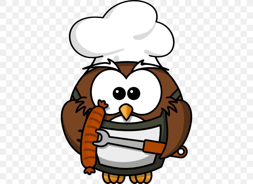 Owl Barbecue Ice Cream Cone Cooking Clip Art, PNG, 426x595px, Owl, Artwork, Baking, Barbecue, Beak Download Free